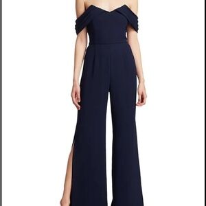 ML MONIQUE LHUILLIER, Off-Shoulder Navy Jumpsuit (2)
